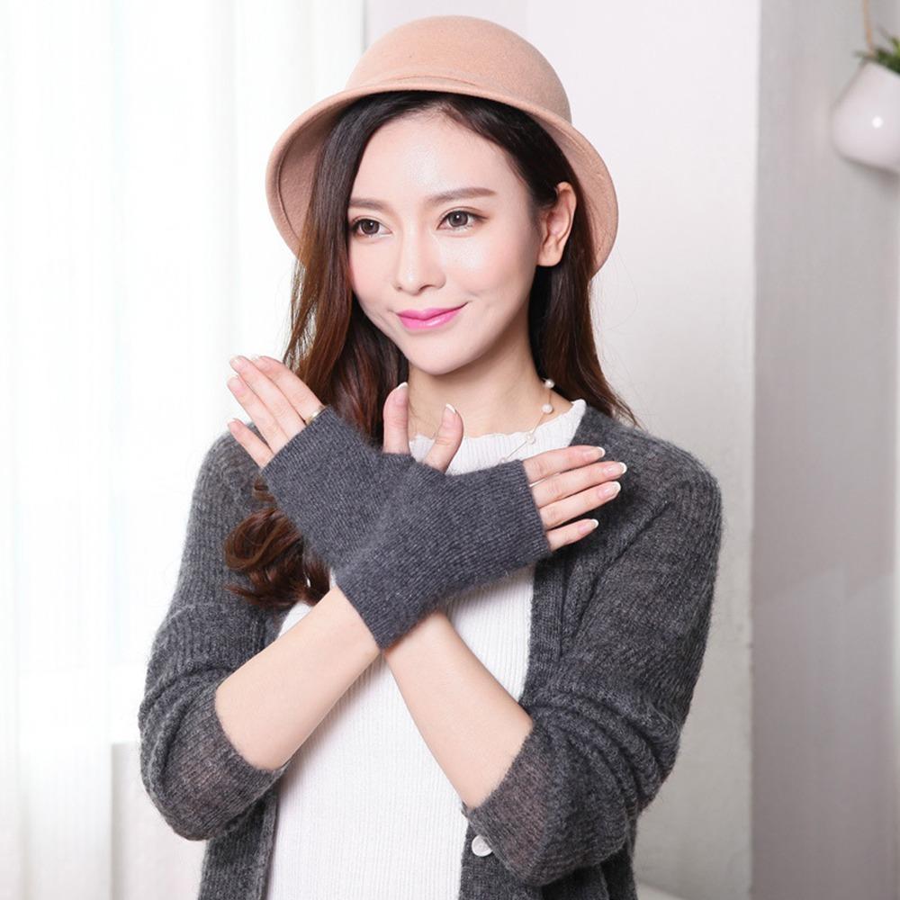 Fingerless Mink Cashmere Gloves Exposed Finger Wrist Gloves Protable Knitted Wool Glove  Winter