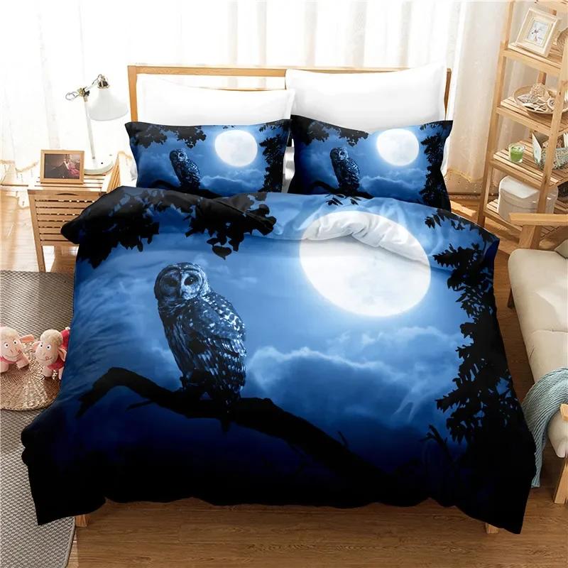 3D Print Bedclothes Lovely Owl Beding Soft Duvet Cover featuring Pilowcases 140*210 Single Double Sized Dimensions Lovely Bed Linen Sets for Boy