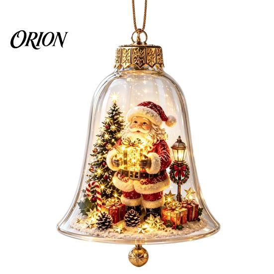 Miniature Holiday Scene Hanging Balls 3D Christmas Bell Ornament, Winter Clear Decoration with Santa Reusable Festival Ornaments Snowman Reindeer