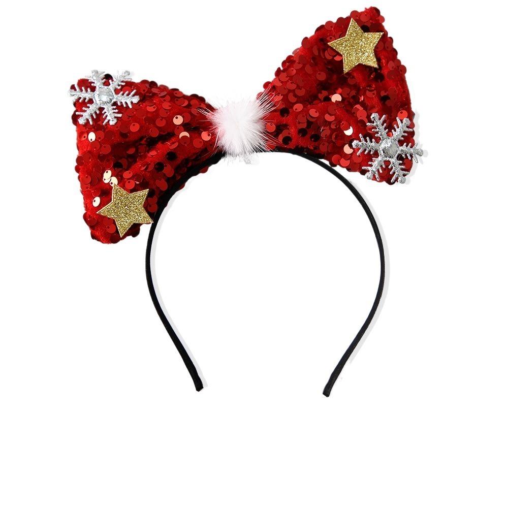 Non-slip Christmas Hairband Shiny Christmas Headband Cute Bowknot Hair Hoop  Girls