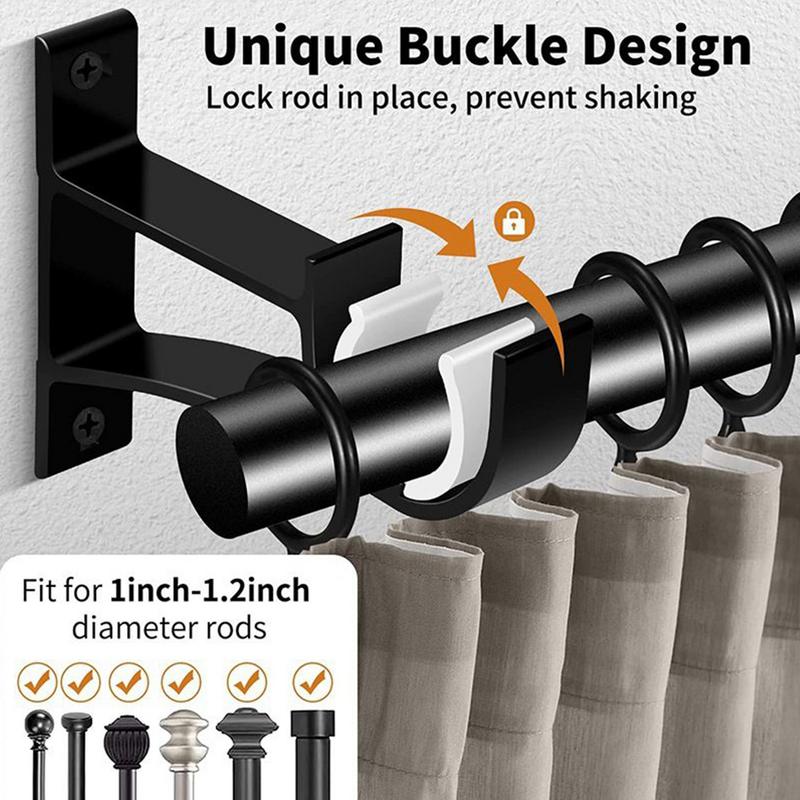 4pcs Curtain Rods Bracket Hanger Hook Rod Support Clamp Crossbar Fixing Clip Wall Hooks Organizer Rails Rack Home Storage