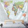 1 Pc World Map Tapestry High-Definition Map Fabric Wall Hanging Decor Watercolor Map Letter Polyester Table Cover Yoga Beach Towel