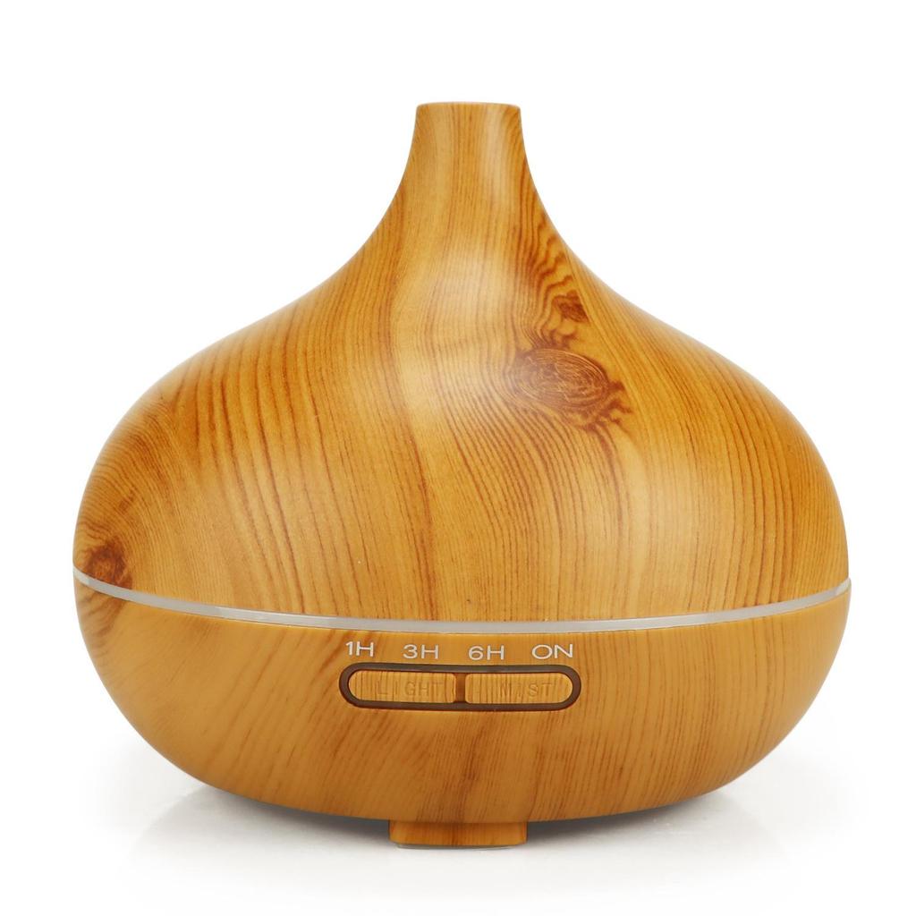Seven-Color Ultrasonic Wood Grain 300ML Aroma Humidifier for Home, Office, or Bedroom