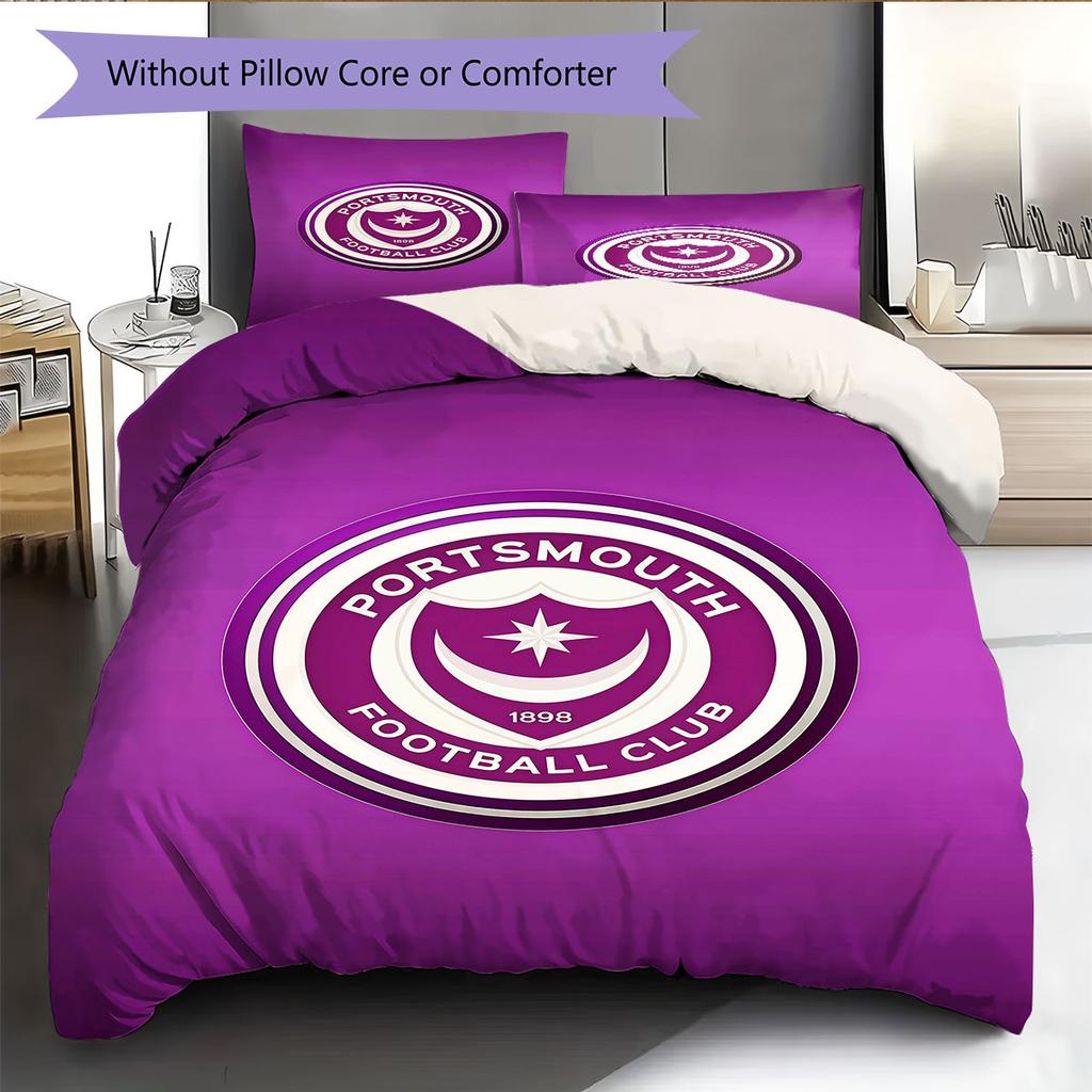 Set Copripiumino Trapuntato con Logo Portsmouth Federa Decorazione per la Casa Regalo di Compleanno (1 * copripiumino + 2 * federa, senza nucleo)