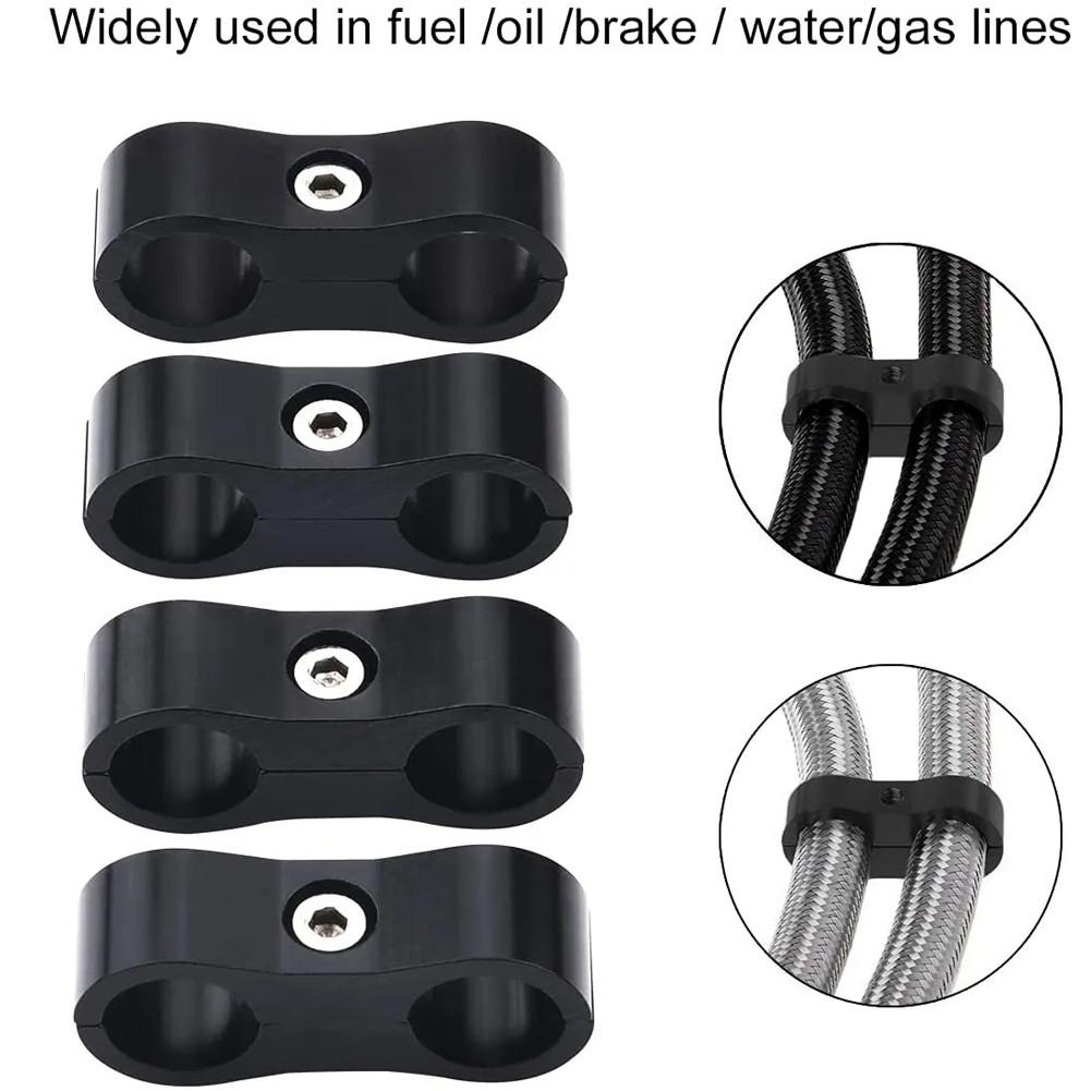 Reliable and Adjustable Black Aluminum Fuel Hose Clamp Set for AN8 AN10 Lines 10AN
