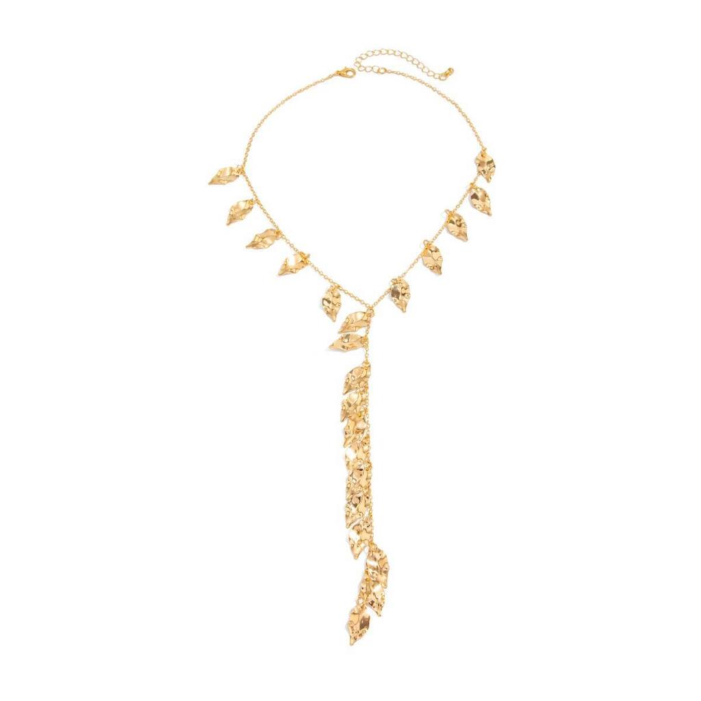 SHIXIN Sexy Leaves Tassel Long Pendent Necklace for Women Vintage Adjustable Y-Shaped Sweater Chain Party Jewelry Accessories