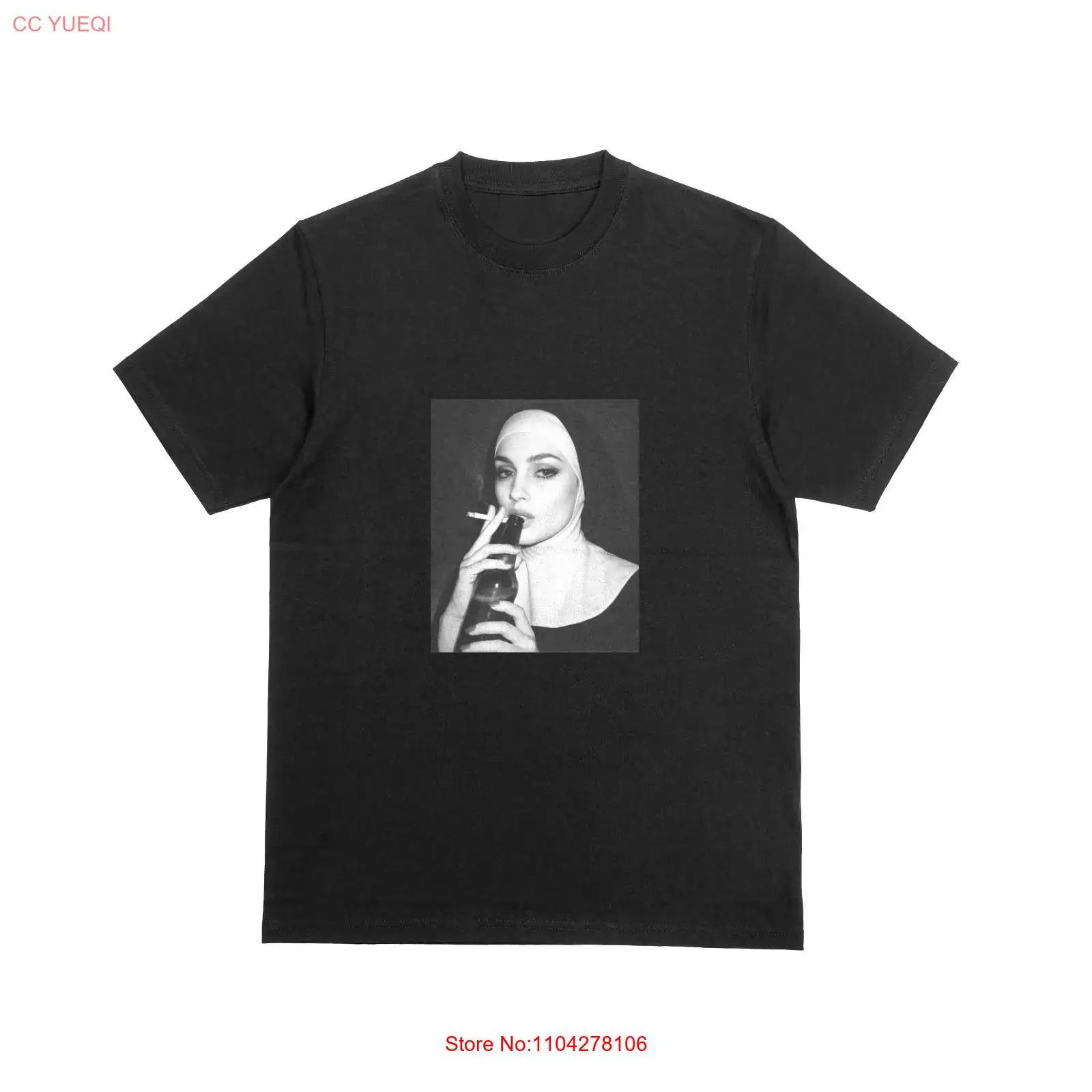 

REBEL SMOKING NUN T Shirt Funny Novelty Parody Top Christian Church 195 vintage Washed designer clothes graphic Slightly S разноцветный