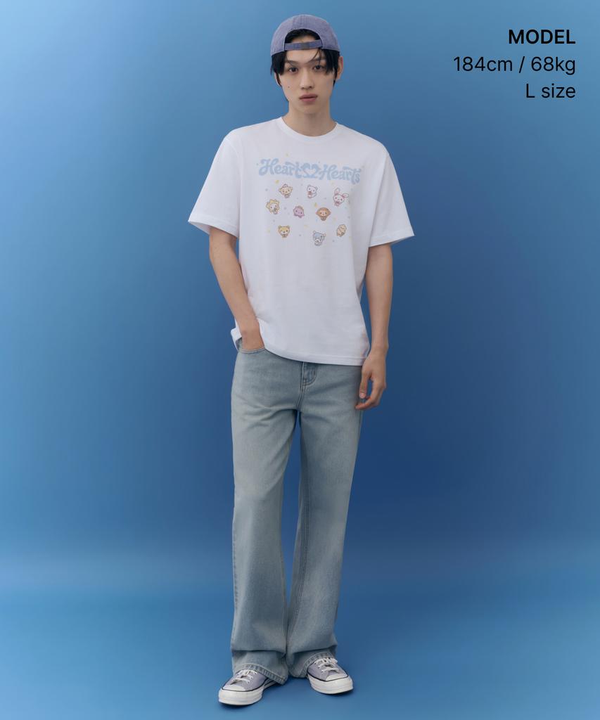 MUSINSA STANDARD [Hearts2Hearts Collaboration] Hearts2Hearts T-Shirt [White]