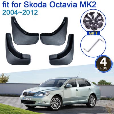 Car MudflapFor Skoda Octavia A5 4-Door Sedan MK2 1Z 2004~2012  4x Mudguards Protection Fender Styling Accessories Flap