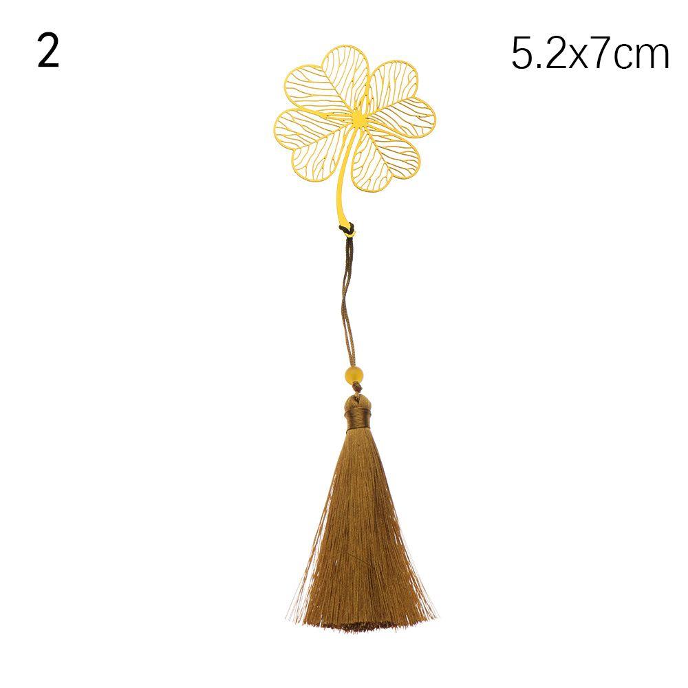 New Rose Gold Apricot Leaf Metal Bookmark Tassel Chinese Style