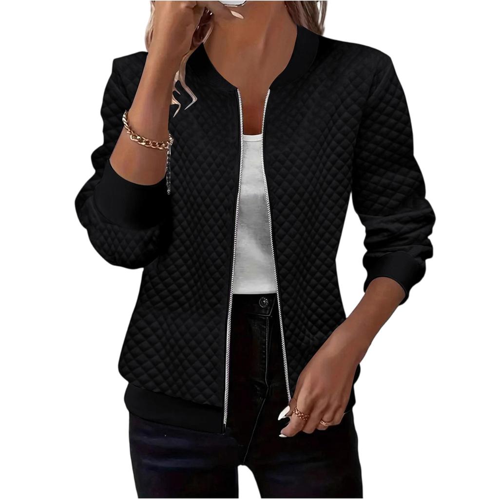 Women's Casual And Fashionable -color Long-sleeved Zippered Jacket