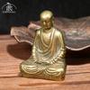 Antique Brass Buddha Statue Mini Portable Brass Bodhisattva Sculpture Ornaments Home Feng Shui Decor Office Desk Decorations