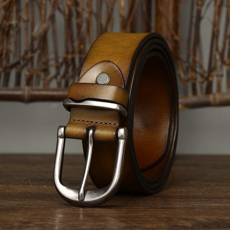 Pásek Pánská kožená spona z hověziny Hovězí kůže Trendy Džíny korejského stylu Nový ležérní skládaný pásek pro mladé muže