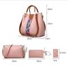 4 Pcs Women's Bag Set Luxury Handbag Large Capacity Bucket Tote Bag Fashion Shoulder Bag Wallet Card Case
