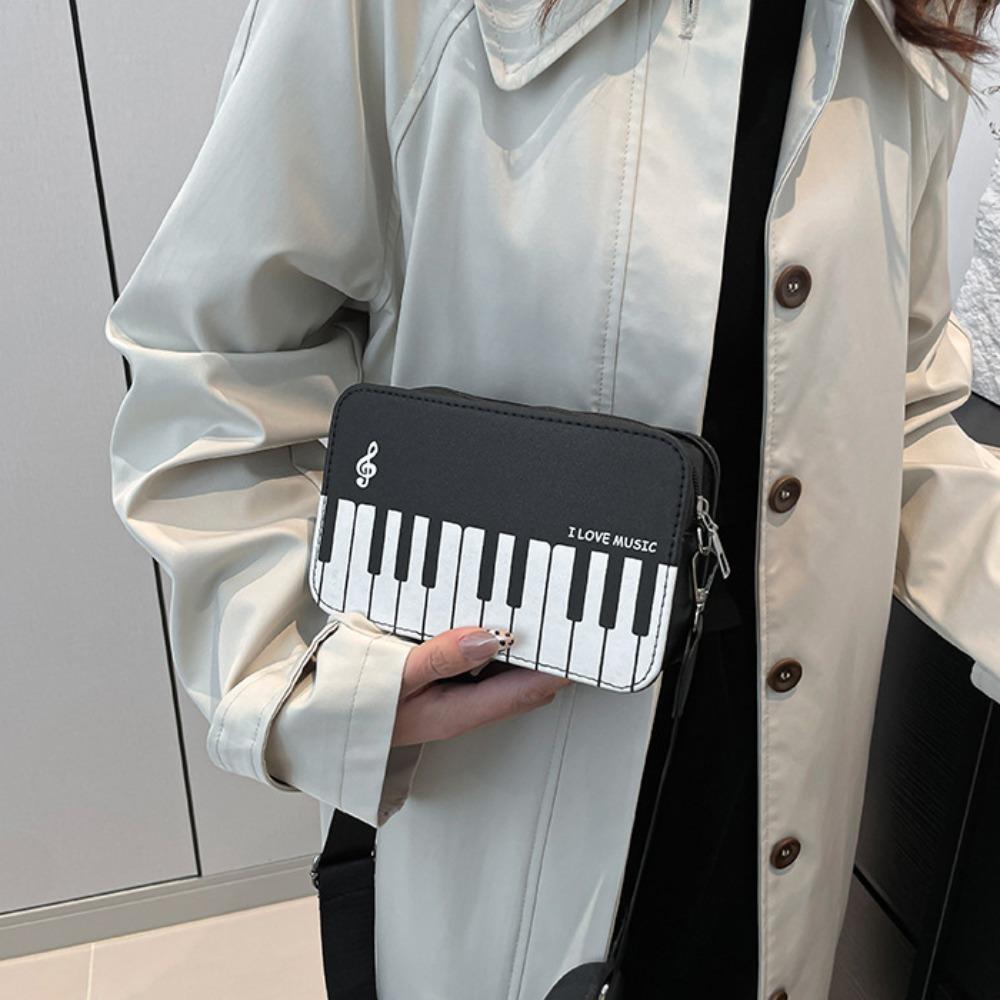 Vintage Torba na ramię w kształcie pianina Modna torba z PU skóry Modna mini kwadratowa torebka Dziewczęca