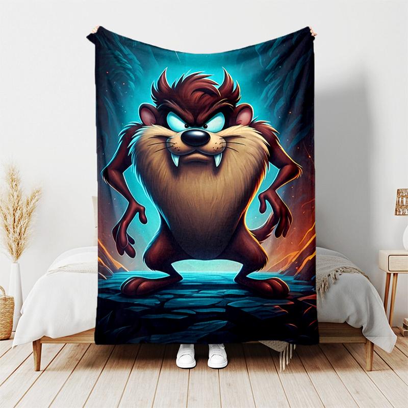 1pc Blanket Taz Mania Print Design, Lightweight Blanket for Sofa, Bed- Soft &Warm, Gift for All Seasons like Christmas, Halloween