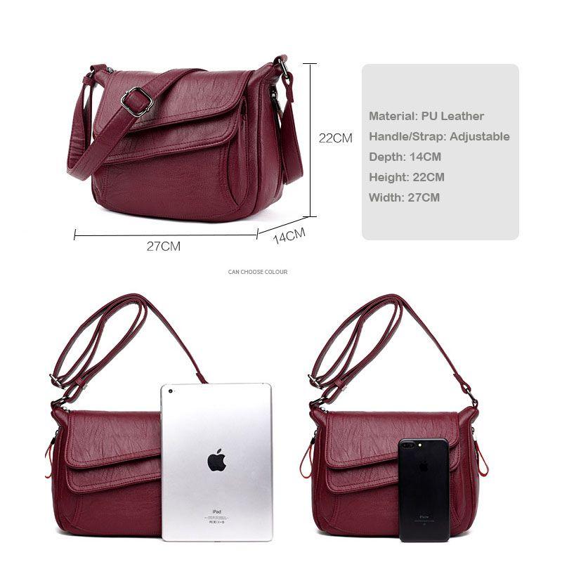 Stylish Women's Casual Shoulderbag Soft Pu Leather Handbag With Adjustable Strap