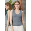 Ärmellose, schmale Sommer-Strickbluse mit Leiterkragen