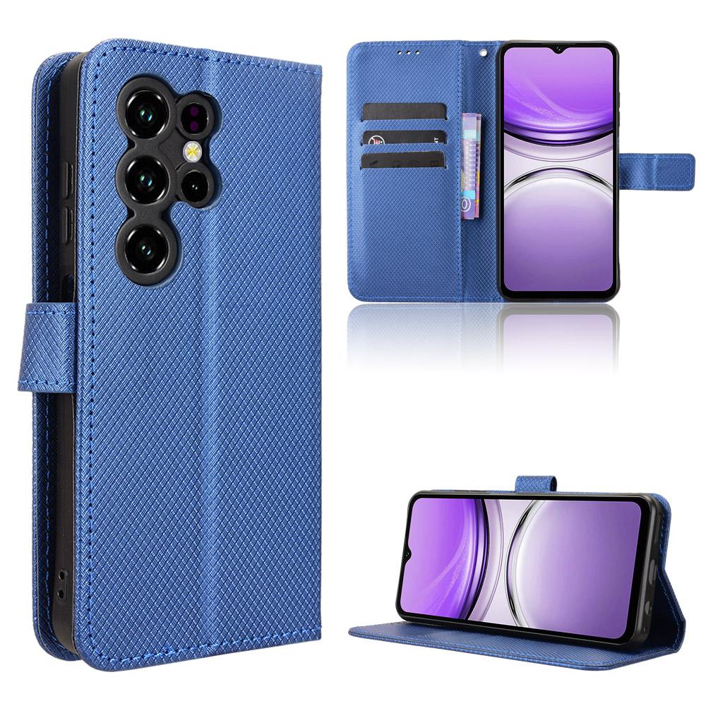 For Oukitel C2 Leather Wallet Case with Strap Diamond Texture Phone Cover