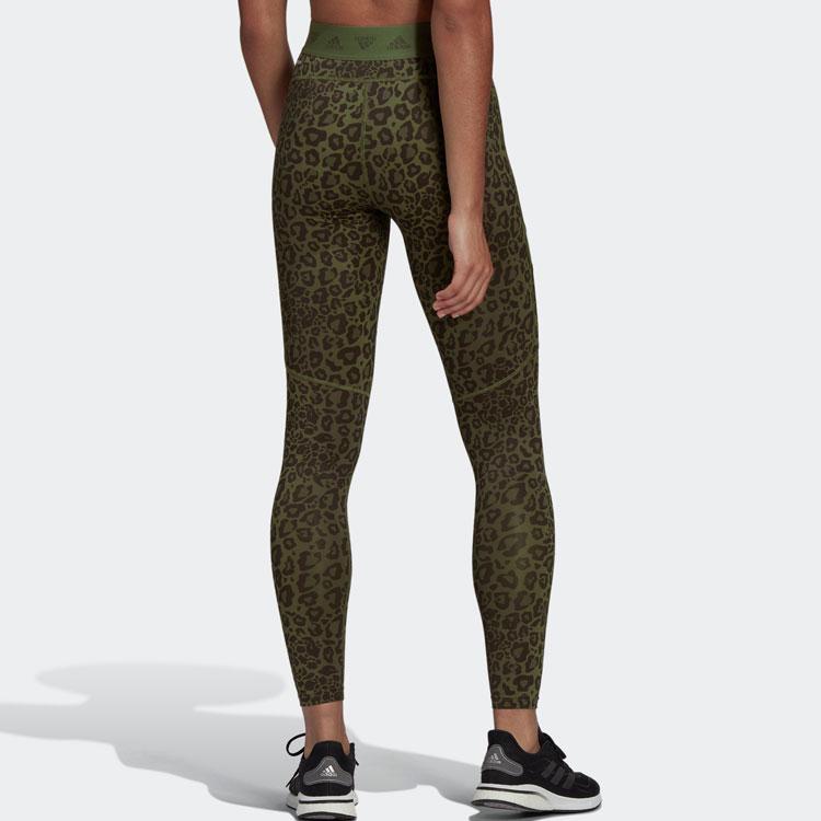 Adidas Leopard Print Sports Fitness Pants Women Pants Dark-Olive-Green HM8647