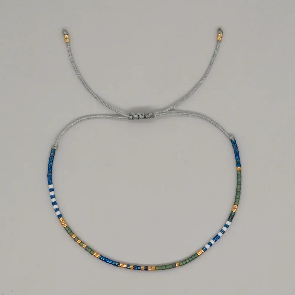 2026 New Boho Colorful Acrylic Bead Thin Chains Couple Bracelet for Women Luxury Handmade Small Ball Bangle Jewelry Accessories