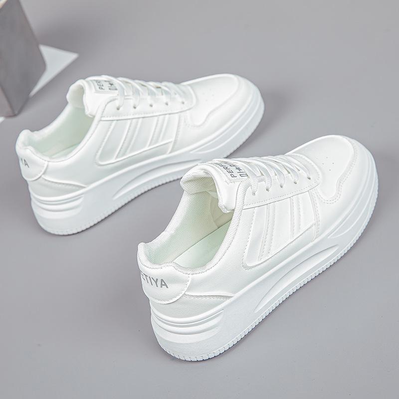 

Женские легкие белые кожаные спортивные повседневные туфли 2025 года с дышащей мягкой толстой подошвой для весны и осени Size 40