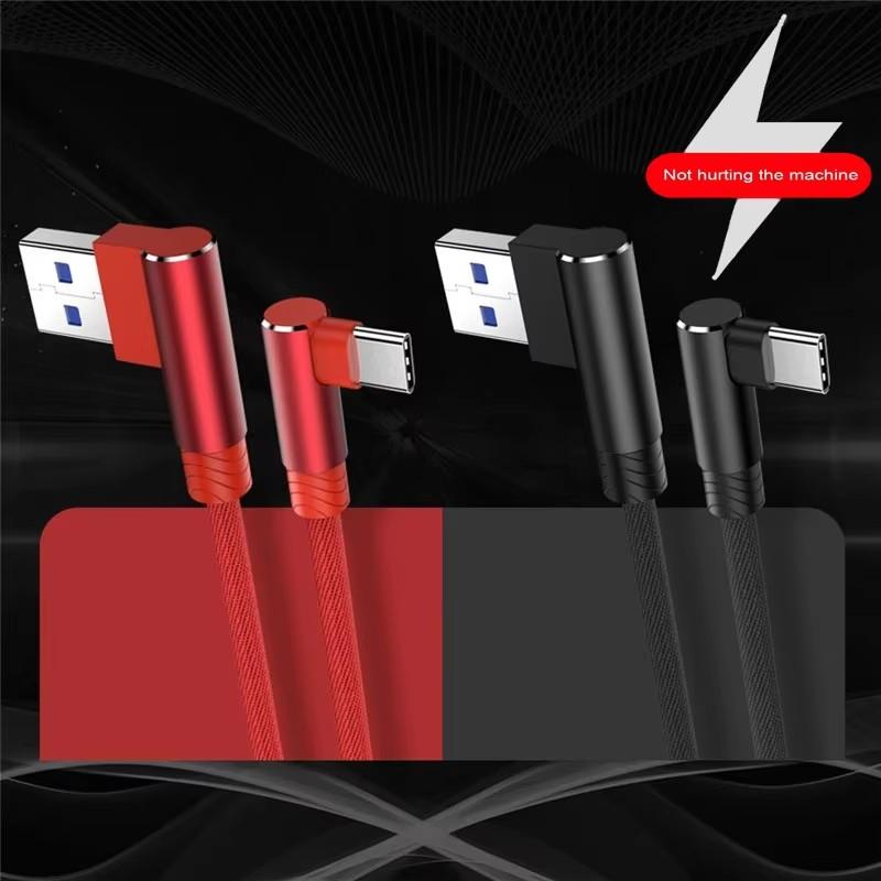 10A Dual Right Angle USB‑A to Type‑C Fast Charging Cable Nylon Braided 90‑Degree L‑Shape 0.25m 1m 1.5m 2m For Huawei Xiaomi