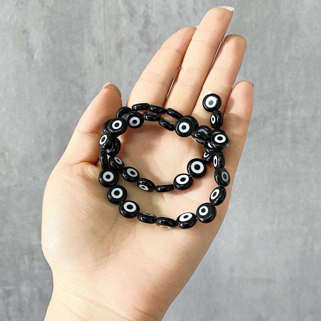 6/8/10 mm Módní barevné zploštělé korálky Evil Eye Volné Lampy Skleněné korálky pro náramek Náhrdelník Vlastní výroba šperků