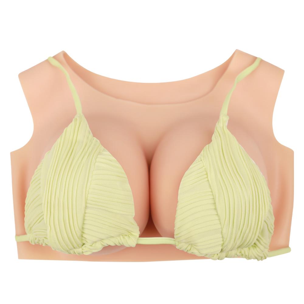 1 Piece Asian yellow Round neck Silicone Breastplate Fake boobs Fake breasts forms B-G Cup Breast Plates Transgender Cosplay Dra