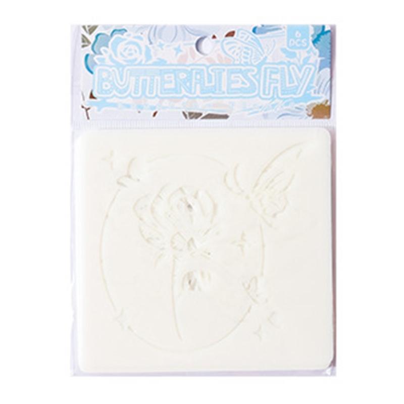 6 Pcs Flowers Stencils Scrapbook Journal Stencils Forests Garden Drawing Stencils Butterfly Art Templates