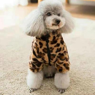 Leopard Print Fleece-Lined Coat for Small To Medium Bichon-Pomeranian Dogs