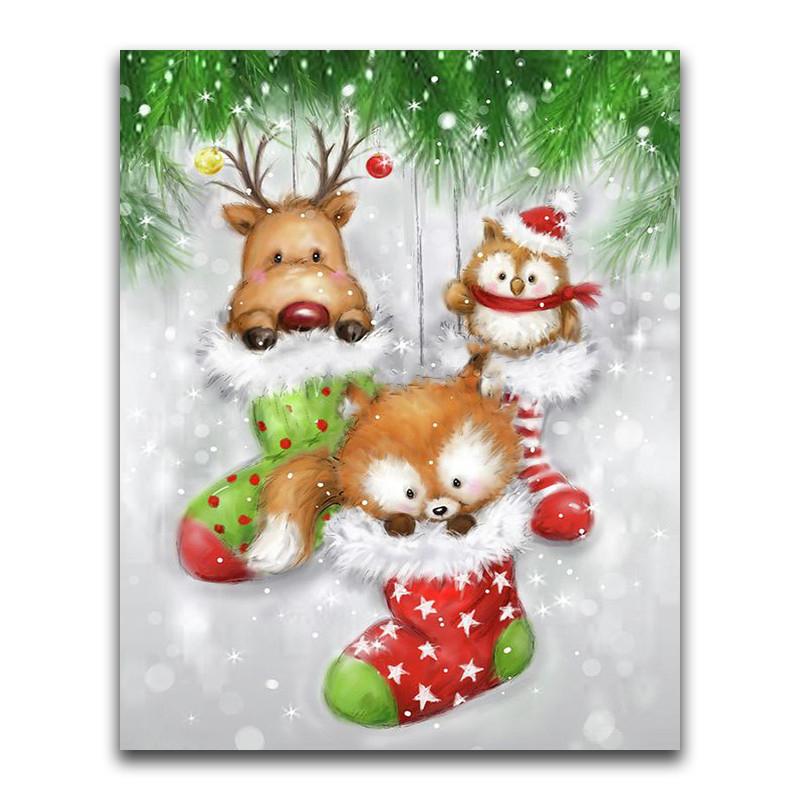 

5D DIY Алмазная картина Счастливый Санта-Клаус Алмазная вышивка Набор для вышивки крестом Полный горный хрусталь Мозаика Домашний декор Round 20x30cm