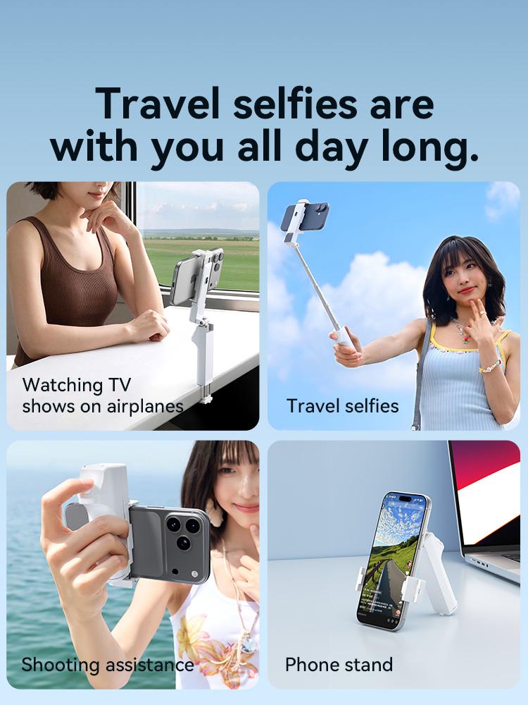Mini Foldable Multi-Functional Travel Selfie Stick for Control Portable 360 Rotating Phone Holder for Vlog Live