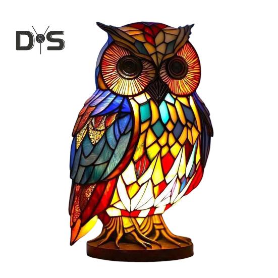 Stolní lampa s motivem zvířat z barevného skla, na baterie, vintage noční světlo se zvířaty, domácí kancelář, ložnice, dětský pokoj, noční lampa