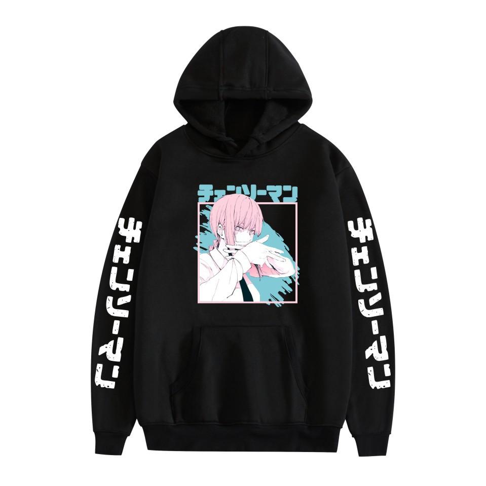 

Mens Womens Hoodie Chainsaw Man Anime Hoodies Streetwear Harajuku Casual Printed Hooded Pullover Sweatshirts XS чёрный