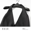 ELLE French Halter V-Neck A-Line Mini Dress