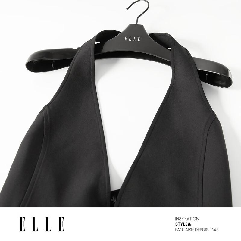 ELLE French Halter V-Neck A-Line Mini Dress