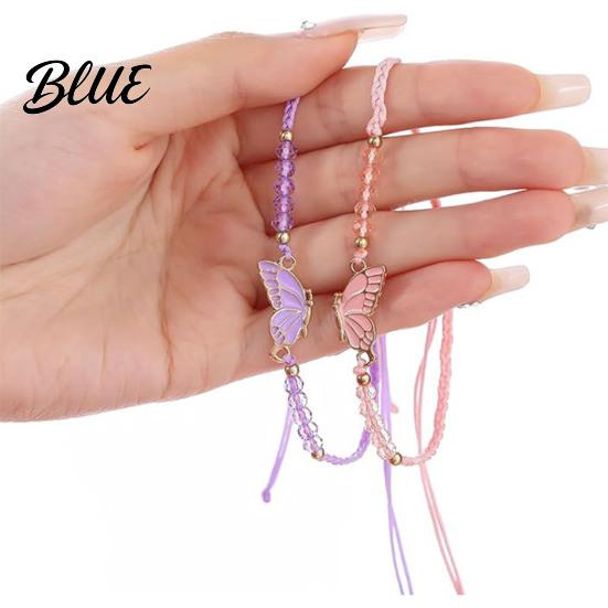 Durable Wax Cord Bracelet 2Pcs/Set Couple Adjustable Rope Butterflies Pendant
