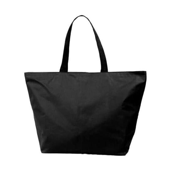 

[Chopsticks Factory] [Light and Large Capacity 33L] Basic Tote Bag, Black, Large, Zippered Tote Bag, Water Repellent, Polyester, Large, Plain Black,