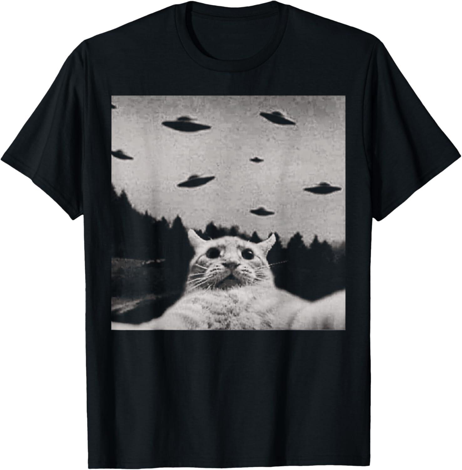 

Funny ThreadWeird Alien Cat UFO Tee Gift Unisex T-Shirt 5XL різнокольоровий