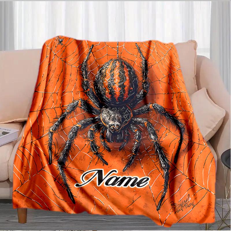 1PC Custom Name "Spider Web Design" Outdooor Flannel Blankets Throw Blanket All-Season Throw Gift Bedspread for Couch, Bed, Camping Holiday Birthday G