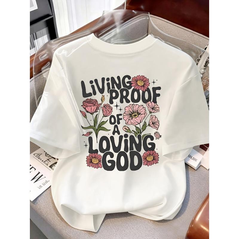 2026 Spring/Summer New Women S Round Neck Floral Letter Double-Sided Print Fashion Summer Cool Short Sleeve Casual S