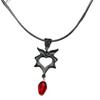 Gothic Ruby Heart Bat Wing Pendant Necklace