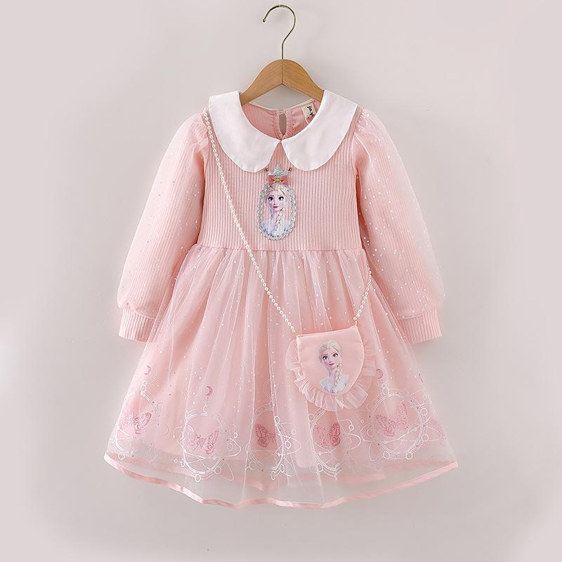 Elsa Princess Dress for Girls, New Long Sleeve Korean Style Dress, Autumn Children s Birthday Gown 90cm