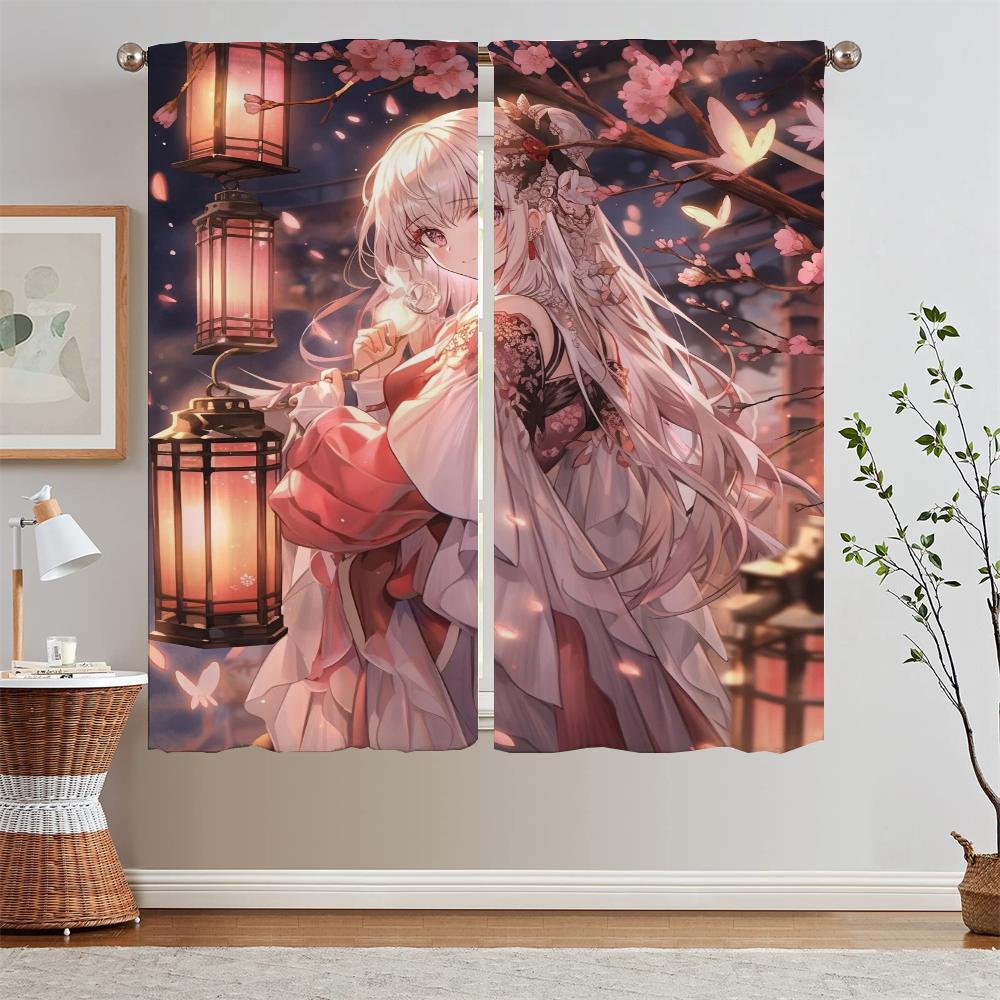 

Beautiful Old Style Animation Gir Cheap Things With Free Shipping for Home Interior Curtains for Bedroom Window Sheer Curtains W50xH70cmx2pcs-CL