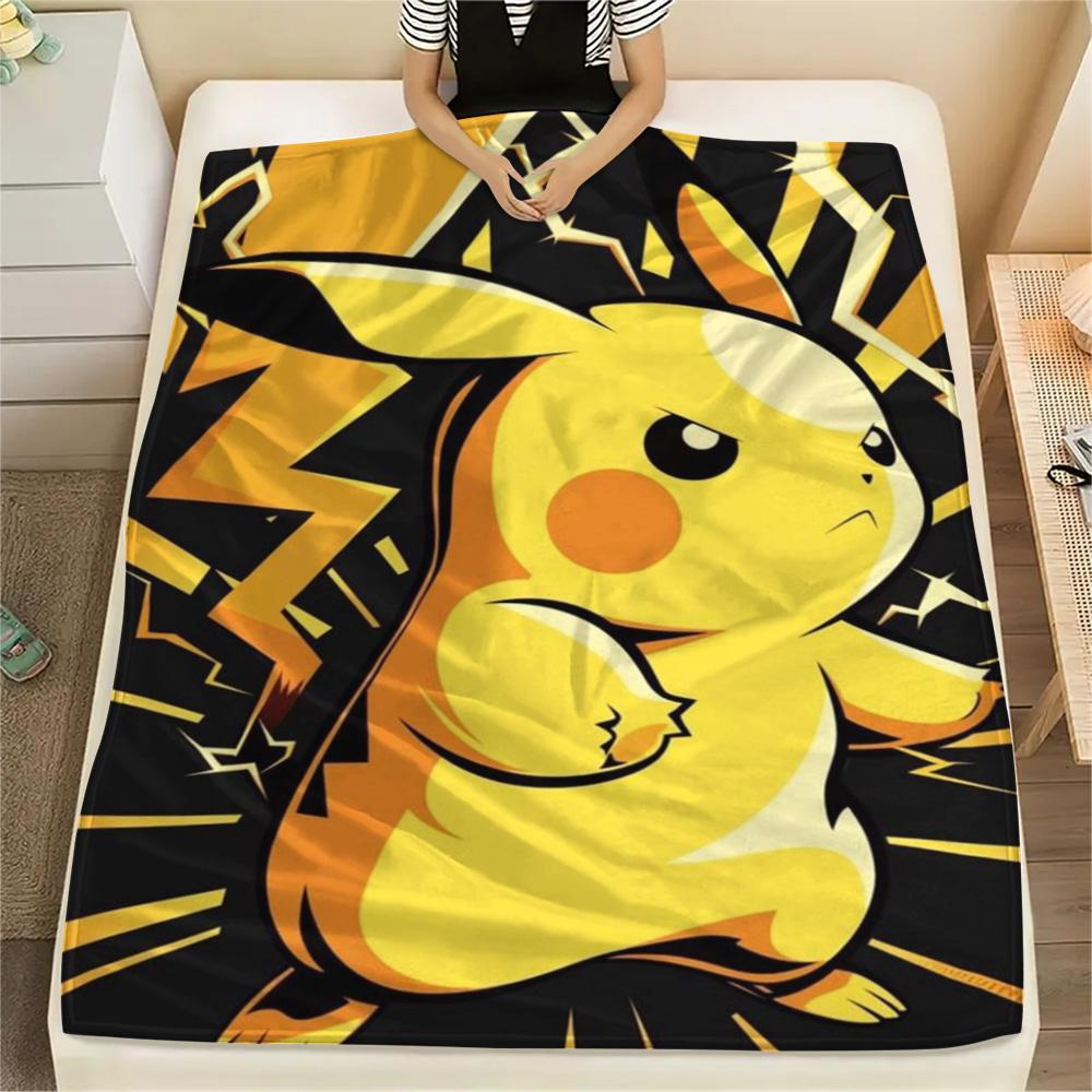 Pikachu Soft Printed Flannel Blanket for Bedroom Sofa Couch Travel and Home.-TING