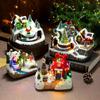 Christmas Musical Rotating Train Ornament with Light-Up Resin Figurine