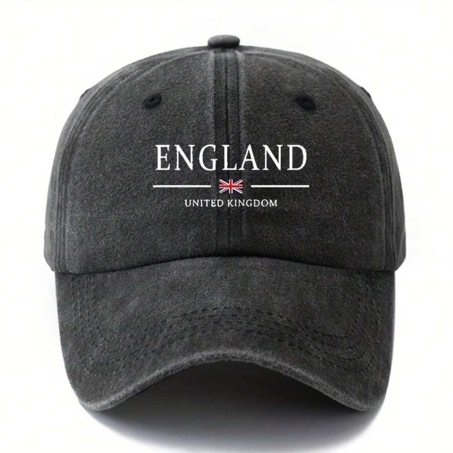 England Flag Baseball Cap For Adults, Polyester Adjustable Snapback, Breathable Casual Outdoor Hat
