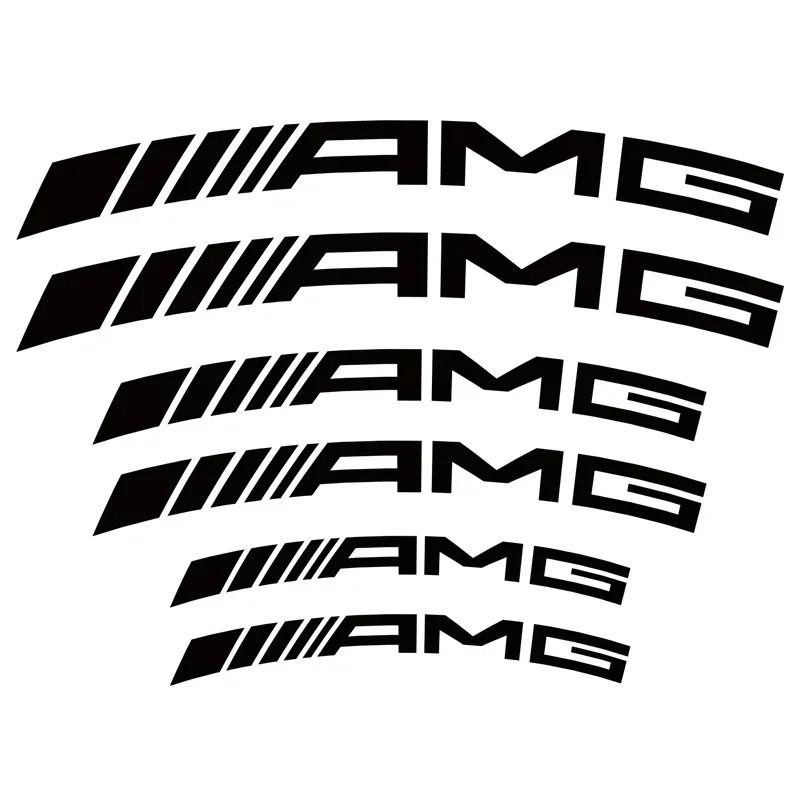 CRN1 6pcs Car Caliper Sticker Wheel Hub Decals Decoration For Mercedes Benz AMG W203 W206 W220 W205 W211 W212 W201 W210 W108 W168