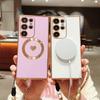 Samsung Galaxy S25 Ultra ümbris, ühilduv MagSafe'iga, armastuse südamega galvaniseeritud pehme TPU kate käerihma ja ketiga